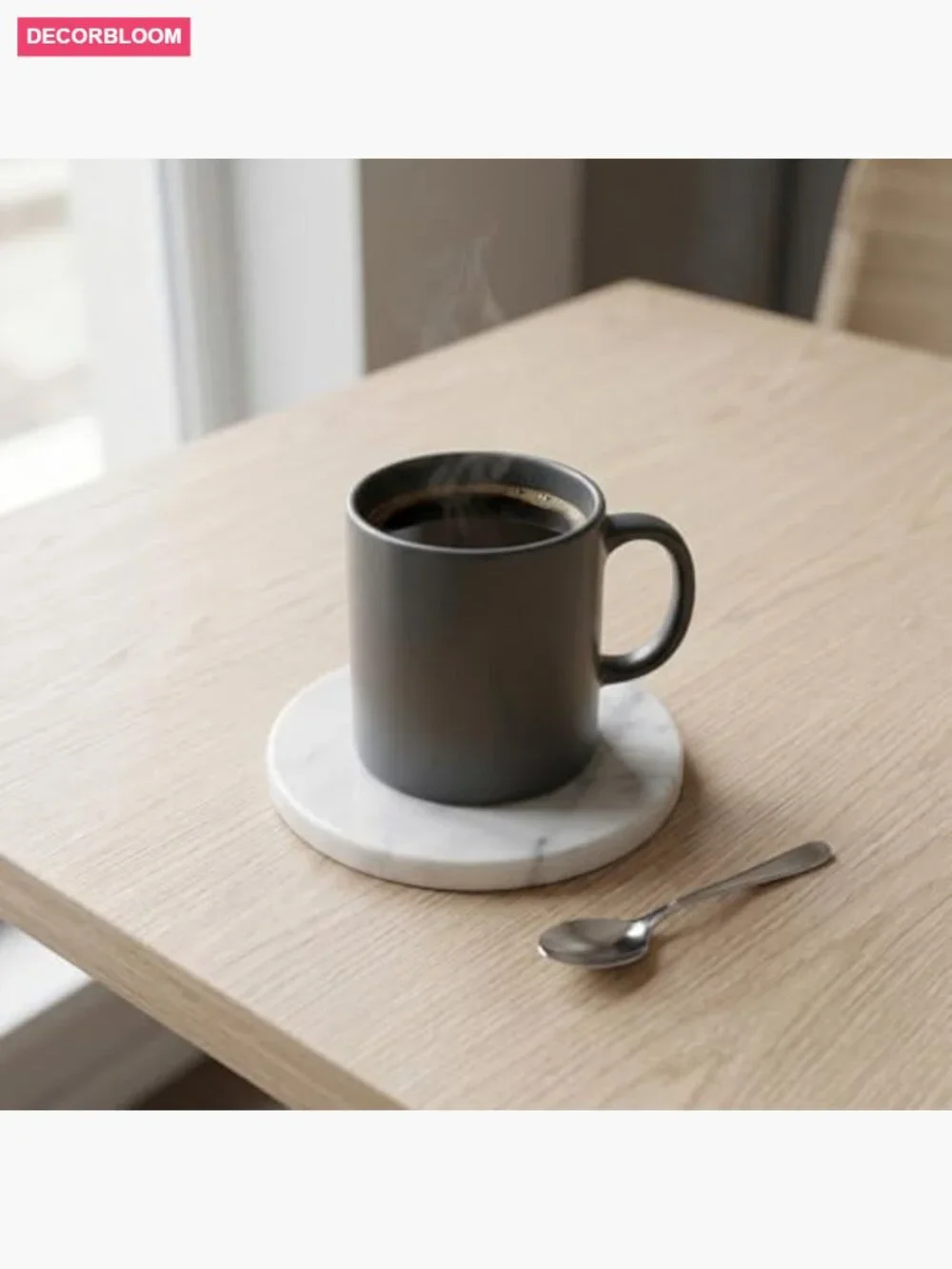 Set of 4 Stone Drink Coasters with Cork Backing - Natural Marble Design